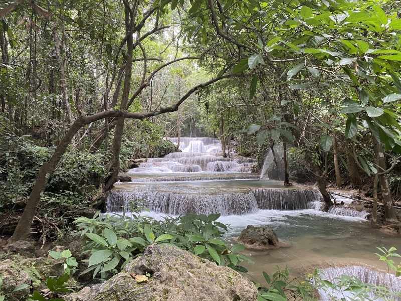 Huay Maekhamin Waterfall Park in Kanchanaburi, Thailand
