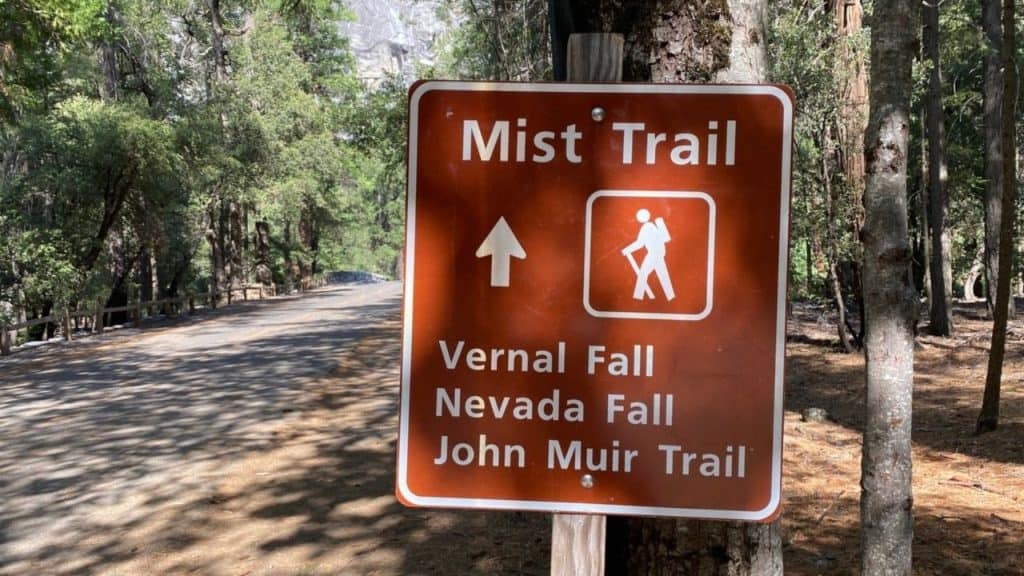 Mist Trail sign at Yosemite National Park