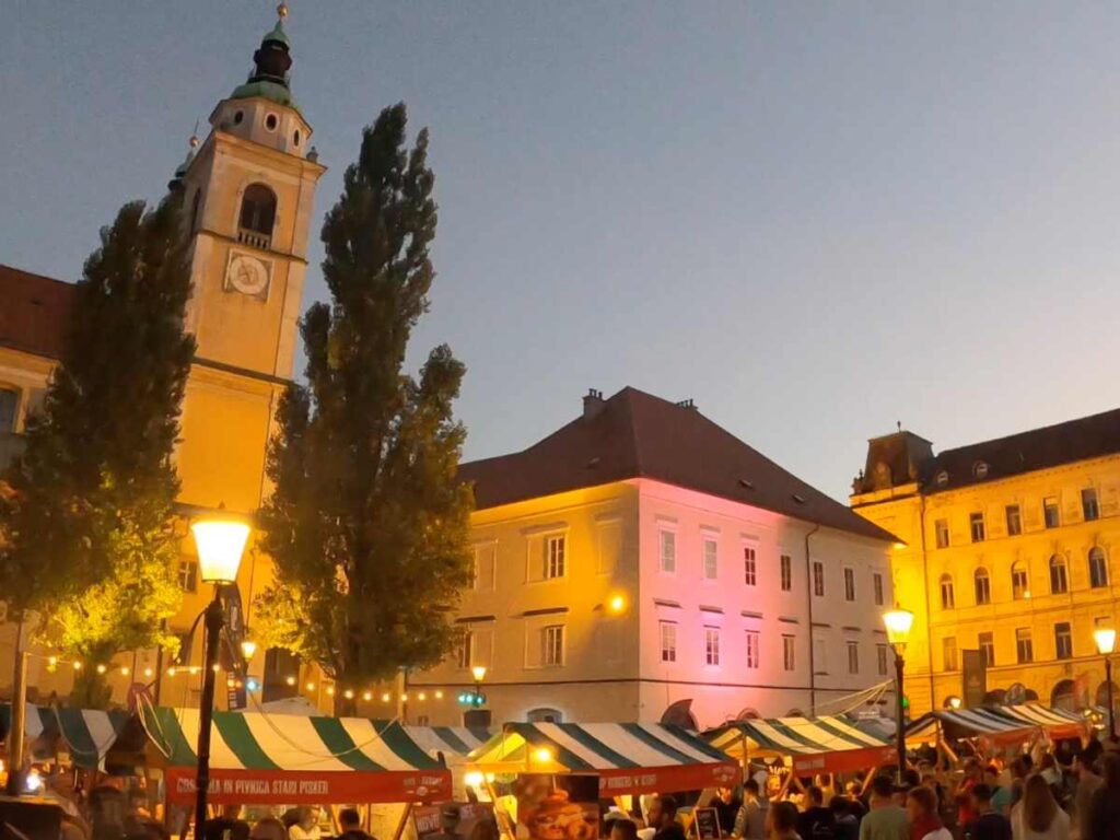 Ljubljana City Center at night