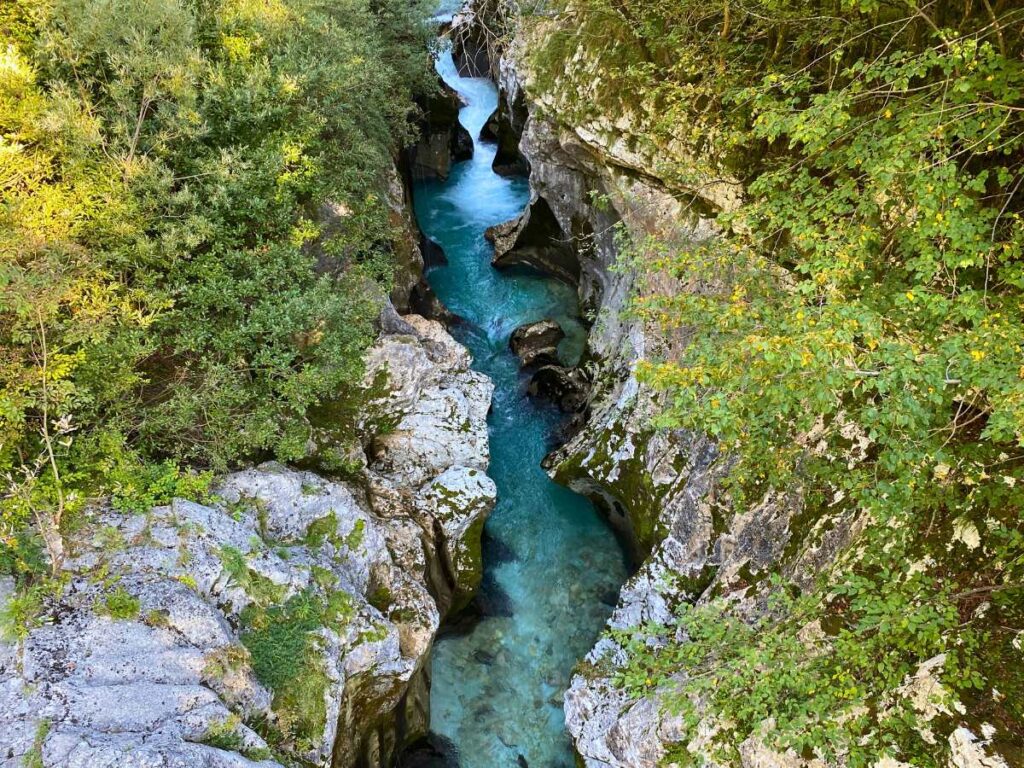 The beautiful blue gorge Velika Korita Soce.