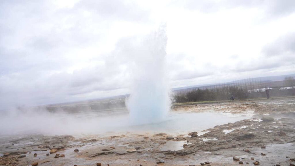 Geyser erupting in Geysir Hot Springs Iceland
