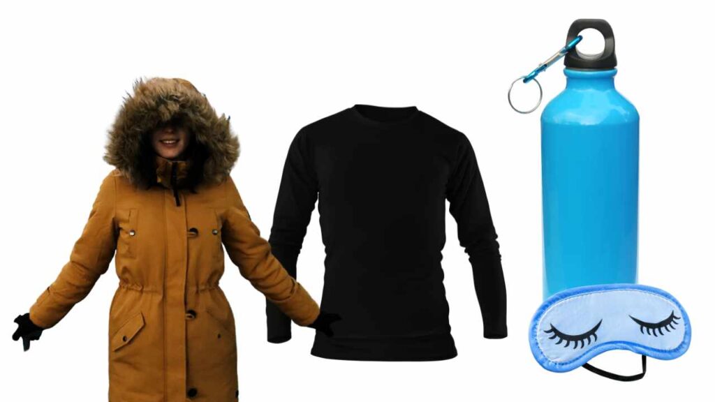 Winter coat, base layer, water bottle, eye mask - Things to Bring to Iceland - Iceland Travel Tips