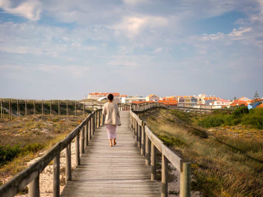 The boardwalk at Barra Beach in Aveiro Portugal