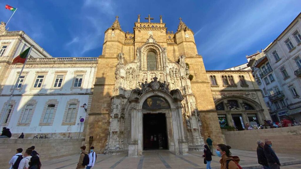 The exterior of Santa Cruz Church in Coimbra Portugal