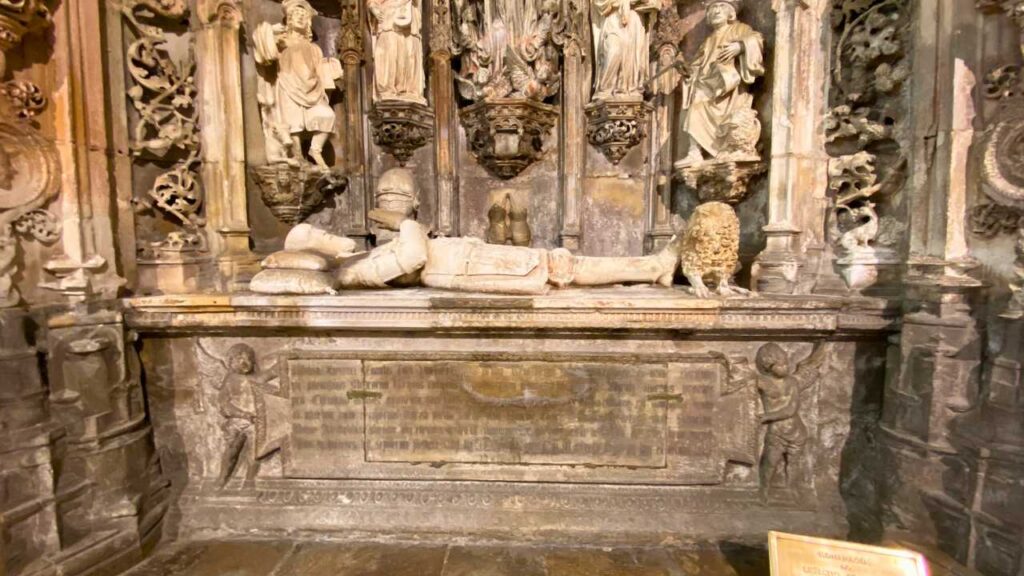 The tomb of Portugals first kings in Santa Cruz Church in Coimbra Portugal