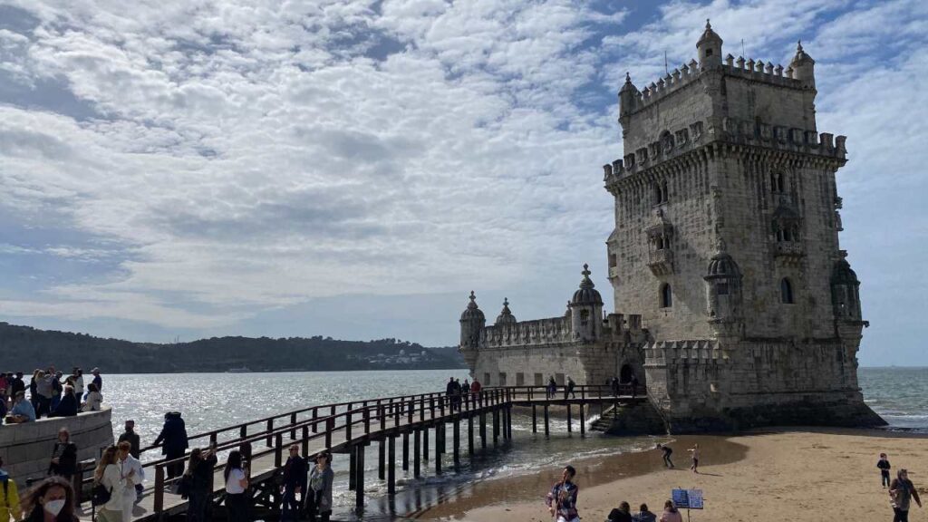 Belem Tower by the Tagus River in Lisbon Portugal