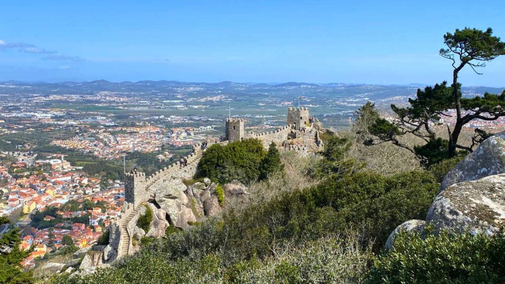 The expansive views at the Moorish castle in Sintra Portugal