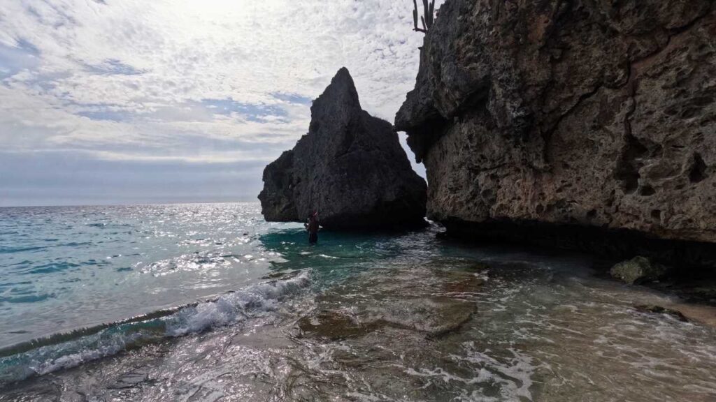 Flying rock at Cas Abao Beach in Curacao