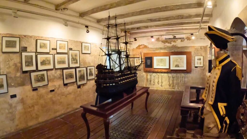 Historical exhibit inside of the Kura Hulanda Slavery Museum