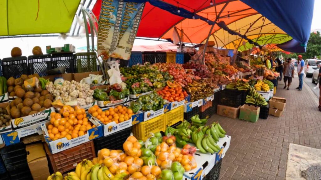 Fruits and vegetables at the floating market in Willemstad Curacao