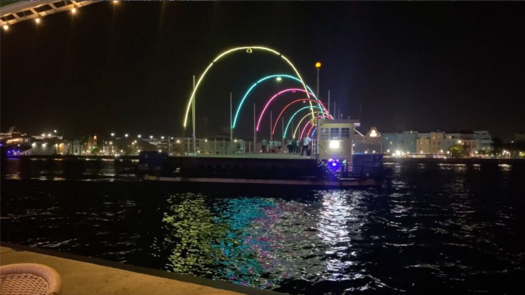 Queen Emma Pontoon Bridge opening at night