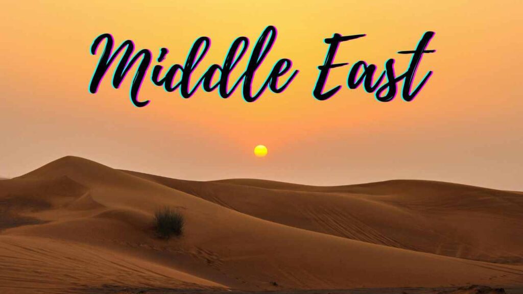 Sunset in the desert of the Middle East