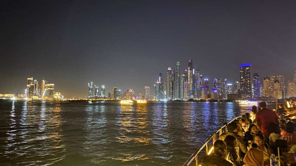 Dhow Dinner Boat Cruise views - a great thing to do in Dubai